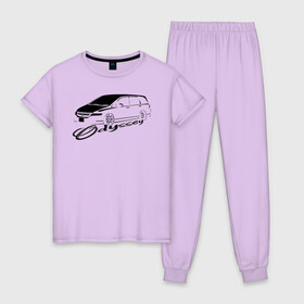 Женская пижама хлопок с принтом Odyssey_3 в Белгороде, 100% хлопок | брюки и футболка прямого кроя, без карманов, на брюках мягкая резинка на поясе и по низу штанин | jdm | stance | минивэн. | одиссей | тачка | хонда