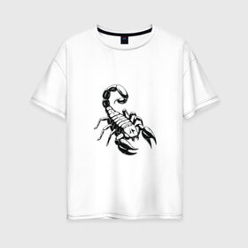 Женская футболка хлопок Oversize с принтом sсorpio,скорпион в Белгороде, 100% хлопок | свободный крой, круглый ворот, спущенный рукав, длина до линии бедер
 | sсorpio | артхаус | скорпион | черное на белом