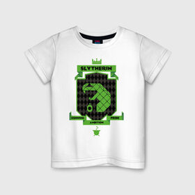 Детская футболка хлопок с принтом Slytherin в Белгороде, 100% хлопок | круглый вырез горловины, полуприлегающий силуэт, длина до линии бедер | harry potter | slytherin | vdzabma | гарри поттер | слизерин