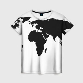 Женская футболка 3D с принтом Весь мир в Белгороде, 100% полиэфир ( синтетическое хлопкоподобное полотно) | прямой крой, круглый вырез горловины, длина до линии бедер | весь мир | карта мира | континенты | мир | путешествия | туризм | туристам | туристическая