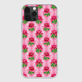 Чехол для iPhone 12 Pro Max с принтом Декор из нежных роз в Белгороде, Силикон |  | fashion | flower pattern | girl | pink | roses | винтаж | винтажные | девушкам | зелень | лепестки | лето | листья | марта | нежные | пастельные | паттерн | пионы | подарок | природа | растения | ретро | роза | розы | узор