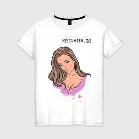Женская футболка хлопок с принтом Kisskateblog в Белгороде, 100% хлопок | прямой крой, круглый вырез горловины, длина до линии бедер, слегка спущенное плечо | blogger | xbloggers | xhouse | блогер | блогеры