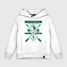 Детское худи Oversize хлопок с принтом Slytherin Quidditch в Белгороде, френч-терри — 70% хлопок, 30% полиэстер. Мягкий теплый начес внутри —100% хлопок | боковые карманы, эластичные манжеты и нижняя кромка, капюшон на магнитной кнопке | harry potter | quidditch | slytherin | vdzabma | гарри поттер | квиддич | слизерин