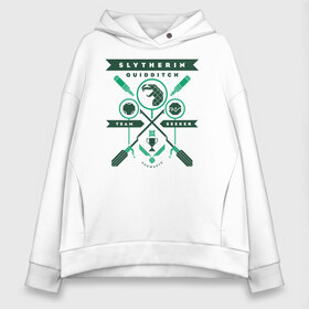 Женское худи Oversize хлопок с принтом Slytherin Quidditch в Белгороде, френч-терри — 70% хлопок, 30% полиэстер. Мягкий теплый начес внутри —100% хлопок | боковые карманы, эластичные манжеты и нижняя кромка, капюшон на магнитной кнопке | harry potter | quidditch | slytherin | vdzabma | гарри поттер | квиддич | слизерин