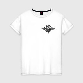 Женская футболка хлопок с принтом ВДВ в Белгороде, 100% хлопок | прямой крой, круглый вырез горловины, длина до линии бедер, слегка спущенное плечо | вдв | десантура | никто кроме нас
