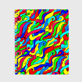 Тетрадь с принтом Красочные узоры/абстракционизм в Белгороде, 100% бумага | 48 листов, плотность листов — 60 г/м2, плотность картонной обложки — 250 г/м2. Листы скреплены сбоку удобной пружинной спиралью. Уголки страниц и обложки скругленные. Цвет линий — светло-серый
 | abstract | art | neon | pattern | аниме | анимешные | арт | брызги | ван гог | волны | восточный | змеи | искусство | картина | кислотный | краска | краски | море | мысли | неоновые | радуга | радужные | разноцветные