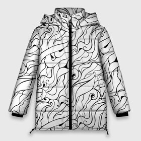 Женская зимняя куртка 3D с принтом Черно-белые узоры в Белгороде, верх — 100% полиэстер; подкладка — 100% полиэстер; утеплитель — 100% полиэстер | длина ниже бедра, силуэт Оверсайз. Есть воротник-стойка, отстегивающийся капюшон и ветрозащитная планка. 

Боковые карманы с листочкой на кнопках и внутренний карман на молнии | abstract | art | pattern | абстракционизм | абстракция | аниме | арт | брызги | волны | восточный | граффити | змеи | инь янь | искусство | кружево | линии | море | паттерн | текстура | тучи | узор | хавитки | черви
