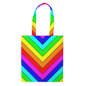 Шоппер 3D с принтом Rainbow Stripes в Белгороде, 100% полиэстер | Плотность: 200 г/м2; Размер: 34×35 см; Высота лямок: 30 см | geometry | gradient | neon | геометрические | градиент | детям | кислота | кислотный | конус | красочный | линии | неоновые | пирамида | полоска | полосы | радуга | радужный | разноцветные | сочный | треугольники