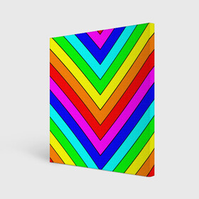 Холст квадратный с принтом Rainbow Stripes в Белгороде, 100% ПВХ |  | geometry | gradient | neon | геометрические | градиент | детям | кислота | кислотный | конус | красочный | линии | неоновые | пирамида | полоска | полосы | радуга | радужный | разноцветные | сочный | треугольники