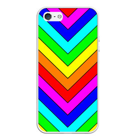 Чехол для iPhone 5/5S матовый с принтом Rainbow Stripes в Белгороде, Силикон | Область печати: задняя сторона чехла, без боковых панелей | Тематика изображения на принте: geometry | gradient | neon | геометрические | градиент | детям | кислота | кислотный | конус | красочный | линии | неоновые | пирамида | полоска | полосы | радуга | радужный | разноцветные | сочный | треугольники