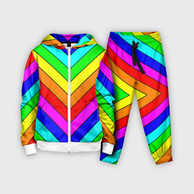 Детский костюм 3D с принтом Rainbow Stripes в Белгороде,  |  | geometry | gradient | neon | геометрические | градиент | детям | кислота | кислотный | конус | красочный | линии | неоновые | пирамида | полоска | полосы | радуга | радужный | разноцветные | сочный | треугольники