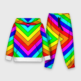 Детский костюм 3D (с толстовкой) с принтом Rainbow Stripes в Белгороде,  |  | geometry | gradient | neon | геометрические | градиент | детям | кислота | кислотный | конус | красочный | линии | неоновые | пирамида | полоска | полосы | радуга | радужный | разноцветные | сочный | треугольники