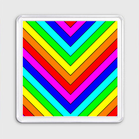 Магнит 55*55 с принтом Rainbow Stripes в Белгороде, Пластик | Размер: 65*65 мм; Размер печати: 55*55 мм | geometry | gradient | neon | геометрические | градиент | детям | кислота | кислотный | конус | красочный | линии | неоновые | пирамида | полоска | полосы | радуга | радужный | разноцветные | сочный | треугольники