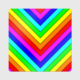 Магнит виниловый Квадрат с принтом Rainbow Stripes в Белгороде, полимерный материал с магнитным слоем | размер 9*9 см, закругленные углы | geometry | gradient | neon | геометрические | градиент | детям | кислота | кислотный | конус | красочный | линии | неоновые | пирамида | полоска | полосы | радуга | радужный | разноцветные | сочный | треугольники