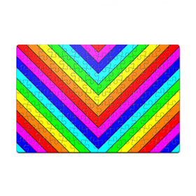 Пазл магнитный 126 элементов с принтом Rainbow Stripes в Белгороде, полимерный материал с магнитным слоем | 126 деталей, размер изделия —  180*270 мм | geometry | gradient | neon | геометрические | градиент | детям | кислота | кислотный | конус | красочный | линии | неоновые | пирамида | полоска | полосы | радуга | радужный | разноцветные | сочный | треугольники
