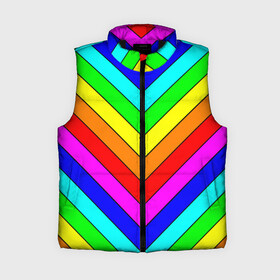 Женский жилет утепленный 3D с принтом Rainbow Stripes в Белгороде,  |  | geometry | gradient | neon | геометрические | градиент | детям | кислота | кислотный | конус | красочный | линии | неоновые | пирамида | полоска | полосы | радуга | радужный | разноцветные | сочный | треугольники