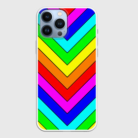 Чехол для iPhone 13 Pro Max с принтом Rainbow Stripes в Белгороде,  |  | Тематика изображения на принте: geometry | gradient | neon | геометрические | градиент | детям | кислота | кислотный | конус | красочный | линии | неоновые | пирамида | полоска | полосы | радуга | радужный | разноцветные | сочный | треугольники