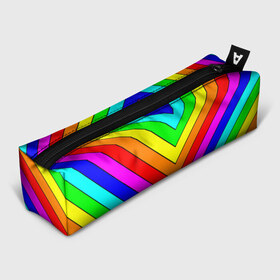 Пенал 3D с принтом Rainbow Stripes в Белгороде, 100% полиэстер | плотная ткань, застежка на молнии | geometry | gradient | neon | геометрические | градиент | детям | кислота | кислотный | конус | красочный | линии | неоновые | пирамида | полоска | полосы | радуга | радужный | разноцветные | сочный | треугольники