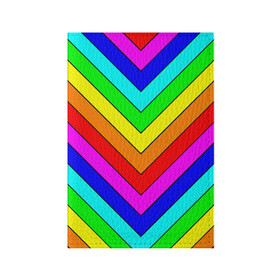 Обложка для паспорта матовая кожа с принтом Rainbow Stripes в Белгороде, натуральная матовая кожа | размер 19,3 х 13,7 см; прозрачные пластиковые крепления | Тематика изображения на принте: geometry | gradient | neon | геометрические | градиент | детям | кислота | кислотный | конус | красочный | линии | неоновые | пирамида | полоска | полосы | радуга | радужный | разноцветные | сочный | треугольники