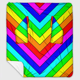 Плед с рукавами с принтом Rainbow Stripes в Белгороде, 100% полиэстер | Закругленные углы, все края обработаны. Ткань не мнется и не растягивается. Размер 170*145 | geometry | gradient | neon | геометрические | градиент | детям | кислота | кислотный | конус | красочный | линии | неоновые | пирамида | полоска | полосы | радуга | радужный | разноцветные | сочный | треугольники