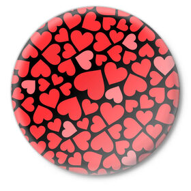 Значок с принтом Сердца в Белгороде,  металл | круглая форма, металлическая застежка в виде булавки | Тематика изображения на принте: i love you | love | любовь | сердечки | сердца | чувства | я тебя люблю