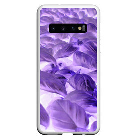 Чехол для Samsung Galaxy S10 с принтом Неоновый базилик в Белгороде, Силикон | Область печати: задняя сторона чехла, без боковых панелей | Тематика изображения на принте: базилик | зелень | лист | листок | листья | неон | неоновый | огород | природа | растение | растения | салат | салатик | флора