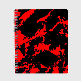 Тетрадь с принтом Красный на черном в Белгороде, 100% бумага | 48 листов, плотность листов — 60 г/м2, плотность картонной обложки — 250 г/м2. Листы скреплены сбоку удобной пружинной спиралью. Уголки страниц и обложки скругленные. Цвет линий — светло-серый
 | abstract | black | demon | halloween | pattern | red | абстрактные | алые | брызги | демон | камуфляж | краска | краски | кровавый | кровь | лава | мазки | маскировка | милитари | огонь | паттерн | пламя | пятна | пятнистый