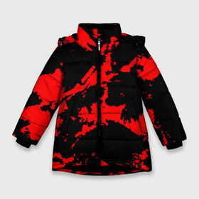 Зимняя куртка для девочек 3D с принтом Красный на черном в Белгороде, ткань верха — 100% полиэстер; подклад — 100% полиэстер, утеплитель — 100% полиэстер. | длина ниже бедра, удлиненная спинка, воротник стойка и отстегивающийся капюшон. Есть боковые карманы с листочкой на кнопках, утяжки по низу изделия и внутренний карман на молнии. 

Предусмотрены светоотражающий принт на спинке, радужный светоотражающий элемент на пуллере молнии и на резинке для утяжки. | abstract | black | demon | halloween | pattern | red | абстрактные | алые | брызги | демон | камуфляж | краска | краски | кровавый | кровь | лава | мазки | маскировка | милитари | огонь | паттерн | пламя | пятна | пятнистый