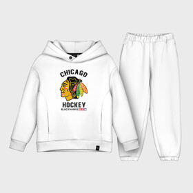 Детский костюм хлопок Oversize с принтом CHICAGO BLACKHAWKS NHL в Белгороде,  |  | blackhawks | ccm | chicago | hockey | nhl | sport | usa | блэкхоукс | индеец | нхл | спорт | сша | хоккей | чикаго