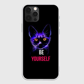 Чехол для iPhone 12 Pro Max с принтом Кот в Белгороде, Силикон |  | be yourself | cat | будь собой | кот | котик | кошечка | питомец | чёрный кот