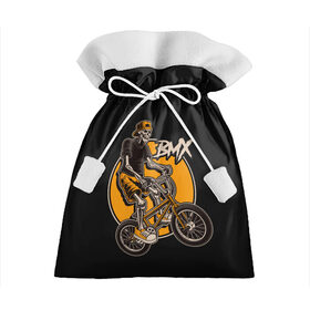 Подарочный 3D мешок с принтом BMX в Белгороде, 100% полиэстер | Размер: 29*39 см | bicycle | bmx | skull | sport | x games | велик | велосипед | велоспорт | скелет | череп | экстремальный спорт