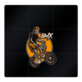 Магнитный плакат 3Х3 с принтом BMX в Белгороде, Полимерный материал с магнитным слоем | 9 деталей размером 9*9 см | bicycle | bmx | skull | sport | x games | велик | велосипед | велоспорт | скелет | череп | экстремальный спорт