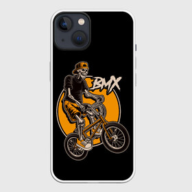 Чехол для iPhone 13 с принтом BMX в Белгороде,  |  | bicycle | bmx | skull | sport | x games | велик | велосипед | велоспорт | скелет | череп | экстремальный спорт