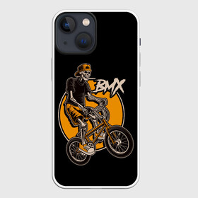 Чехол для iPhone 13 mini с принтом BMX в Белгороде,  |  | bicycle | bmx | skull | sport | x games | велик | велосипед | велоспорт | скелет | череп | экстремальный спорт
