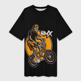 Платье-футболка 3D с принтом BMX в Белгороде,  |  | bicycle | bmx | skull | sport | x games | велик | велосипед | велоспорт | скелет | череп | экстремальный спорт