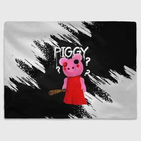 Плед 3D с принтом ROBLOX PIGGY - СВИНКА ПИГГИ в Белгороде, 100% полиэстер | закругленные углы, все края обработаны. Ткань не мнется и не растягивается | pig | piggy | roblox | игра | компьютерная игра | логотип | онлайн | онлайн игра | пигги | поросенок | роблакс | роблокс | свинка | свинья