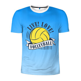 Мужская футболка 3D спортивная с принтом LIVE! LOVE! VOLLEYBALL! в Белгороде, 100% полиэстер с улучшенными характеристиками | приталенный силуэт, круглая горловина, широкие плечи, сужается к линии бедра | Тематика изображения на принте: beach | live | love | voleybal | volleyball | волебол | волейбол | волейболист | волейболистка | воллейбол | пляжный | я люблю