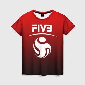 Женская футболка 3D с принтом FIVB ВОЛЕЙБОЛ в Белгороде, 100% полиэфир ( синтетическое хлопкоподобное полотно) | прямой крой, круглый вырез горловины, длина до линии бедер | fivb | voleybal | volleyball | волебол | волейбол | волейбола | волейболист | волейболистка | воллейбол | международная | федерация | фивб