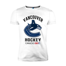 Мужская футболка хлопок Slim с принтом VANCOUVER CANUCKS NHL в Белгороде, 92% хлопок, 8% лайкра | приталенный силуэт, круглый вырез ворота, длина до линии бедра, короткий рукав | canada | canucks | hockey | nhl | sport | usa | vancouver | акула | ванкувер | канада | кэнакс | логотип | нхл | спорт | хоккей | челюсти