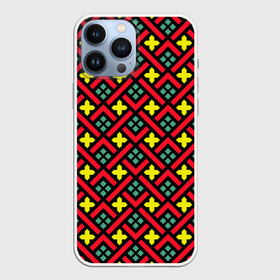 Чехол для iPhone 13 Pro Max с принтом Abstract cross armor в Белгороде,  |  | armor | art | geometric | geometry | kids | modern | scale | scales | style | абстрактная | абстракция | армор | арт | геометрическая | геометрия | желтый | квадратики | квадраты | кольчуга | красный | крест | крестики | модерн