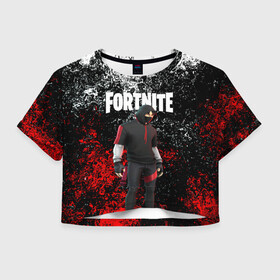 Женская футболка Crop-top 3D с принтом IKONIK FORTNITE в Белгороде, 100% полиэстер | круглая горловина, длина футболки до линии талии, рукава с отворотами | 2019 | battle royale | chapter 2 | epic games | fortnite | game | season x | zombie | зомби | фортнайт