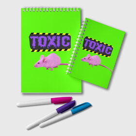 Блокнот с принтом Toxic в Белгороде, 100% бумага | 48 листов, плотность листов — 60 г/м2, плотность картонной обложки — 250 г/м2. Листы скреплены удобной пружинной спиралью. Цвет линий — светло-серый
 | Тематика изображения на принте: animals | rat | toxic | животные | крыса | токсик