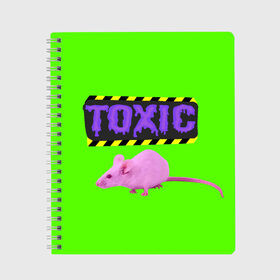 Тетрадь с принтом Toxic в Белгороде, 100% бумага | 48 листов, плотность листов — 60 г/м2, плотность картонной обложки — 250 г/м2. Листы скреплены сбоку удобной пружинной спиралью. Уголки страниц и обложки скругленные. Цвет линий — светло-серый
 | Тематика изображения на принте: animals | rat | toxic | животные | крыса | токсик