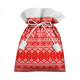 Подарочный 3D мешок с принтом Красный зимний орнамент в Белгороде, 100% полиэстер | Размер: 29*39 см | Тематика изображения на принте: geometry | new year | pattern | retro | snow | winter | аляска | вязаный | геометрия | девяностые | дед мороз | зима | ковер | новогодние | новый год | олени | паттерн | подарок | ретро | рождество | свитер | снег | снеговик