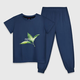 Детская пижама хлопок с принтом reflex листья в Белгороде, 100% хлопок |  брюки и футболка прямого кроя, без карманов, на брюках мягкая резинка на поясе и по низу штанин
 | relax | зелень | листья