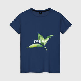 Женская футболка хлопок с принтом reflex листья в Белгороде, 100% хлопок | прямой крой, круглый вырез горловины, длина до линии бедер, слегка спущенное плечо | relax | зелень | листья