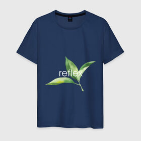 Мужская футболка хлопок с принтом reflex листья в Белгороде, 100% хлопок | прямой крой, круглый вырез горловины, длина до линии бедер, слегка спущенное плечо. | Тематика изображения на принте: relax | зелень | листья
