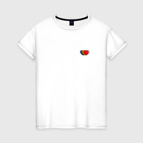 Женская футболка хлопок с принтом Rainbow hearts в Белгороде, 100% хлопок | прямой крой, круглый вырез горловины, длина до линии бедер, слегка спущенное плечо | love | rainbow hearts | любовь | радуга | разноцветный | сердце