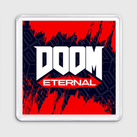 Магнит 55*55 с принтом DOOM ETERNAL / ДУМ ЭТЕРНАЛ в Белгороде, Пластик | Размер: 65*65 мм; Размер печати: 55*55 мм | Тематика изображения на принте: bfg | brutal | doom | eternal | ethernal | game | games | logo | дум | игра | игры | лого | логотип | логотипы | символ | символы | этернал