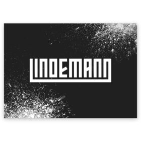 Поздравительная открытка с принтом LINDEMANN / ЛИНДЕМАНН в Белгороде, 100% бумага | плотность бумаги 280 г/м2, матовая, на обратной стороне линовка и место для марки
 | lindeman | lindemann | logo | music | rammstein | ramstein | rock | til | till | линдеман | линдеманн | лого | логотип | логотипы | музыка | раммштайн | рамштайн | рок | символ | символы | солист | тилль | тиль